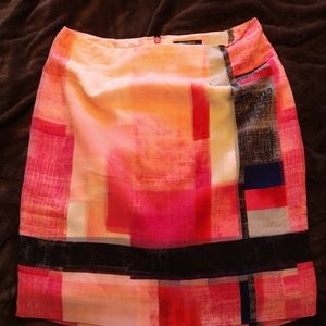 White House Black Market pink block skirt